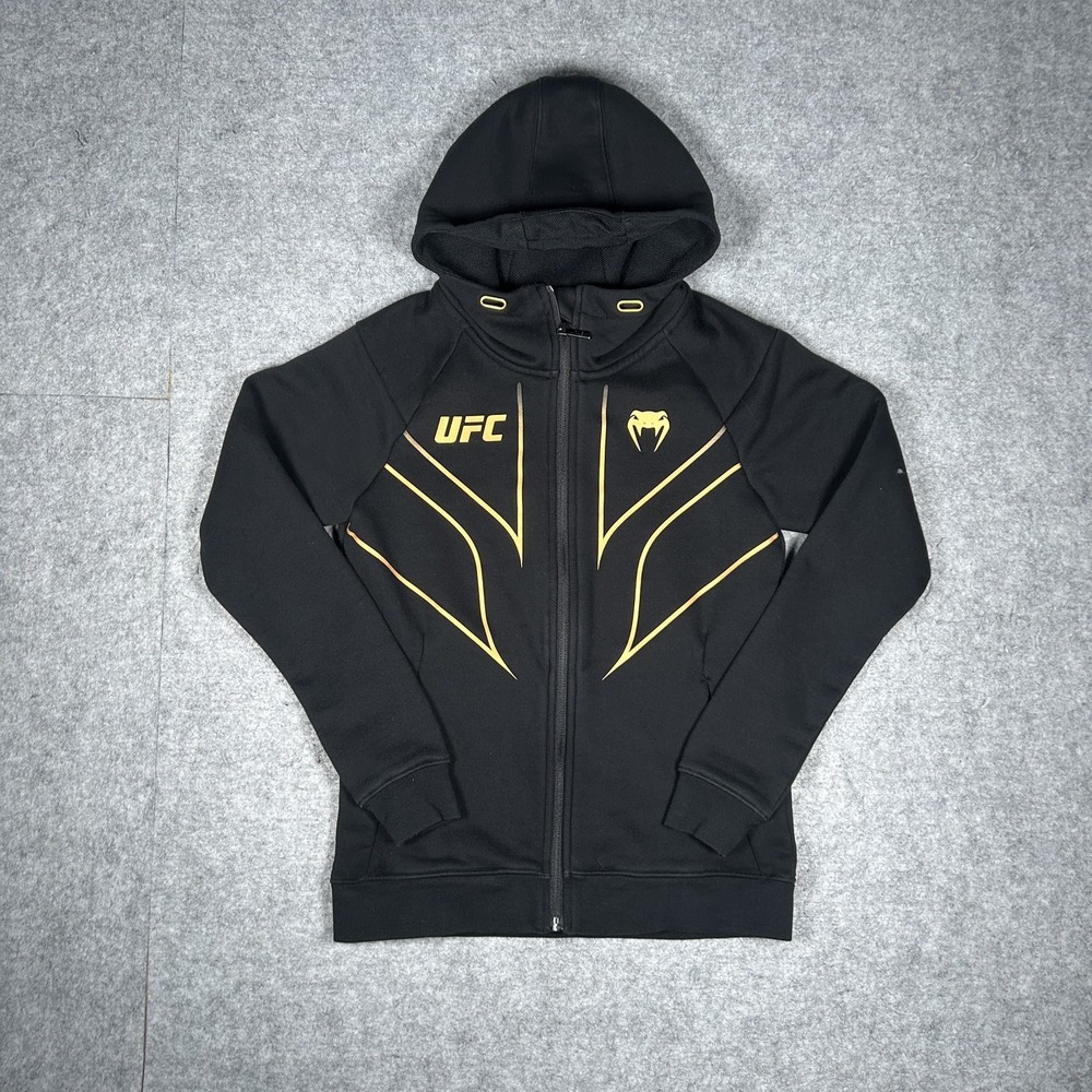 Venum Hoodie Unisex Small Black/Gold MMA Zip Fight Wear Full Athletic